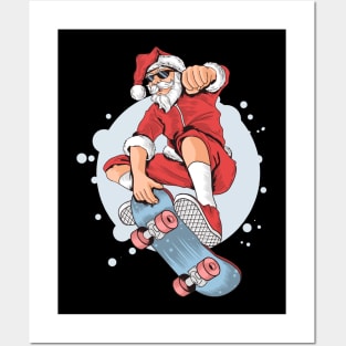 Christmas santa claus skateboard hypster Posters and Art